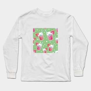 Watermelon Juice with a Green bubble background Long Sleeve T-Shirt